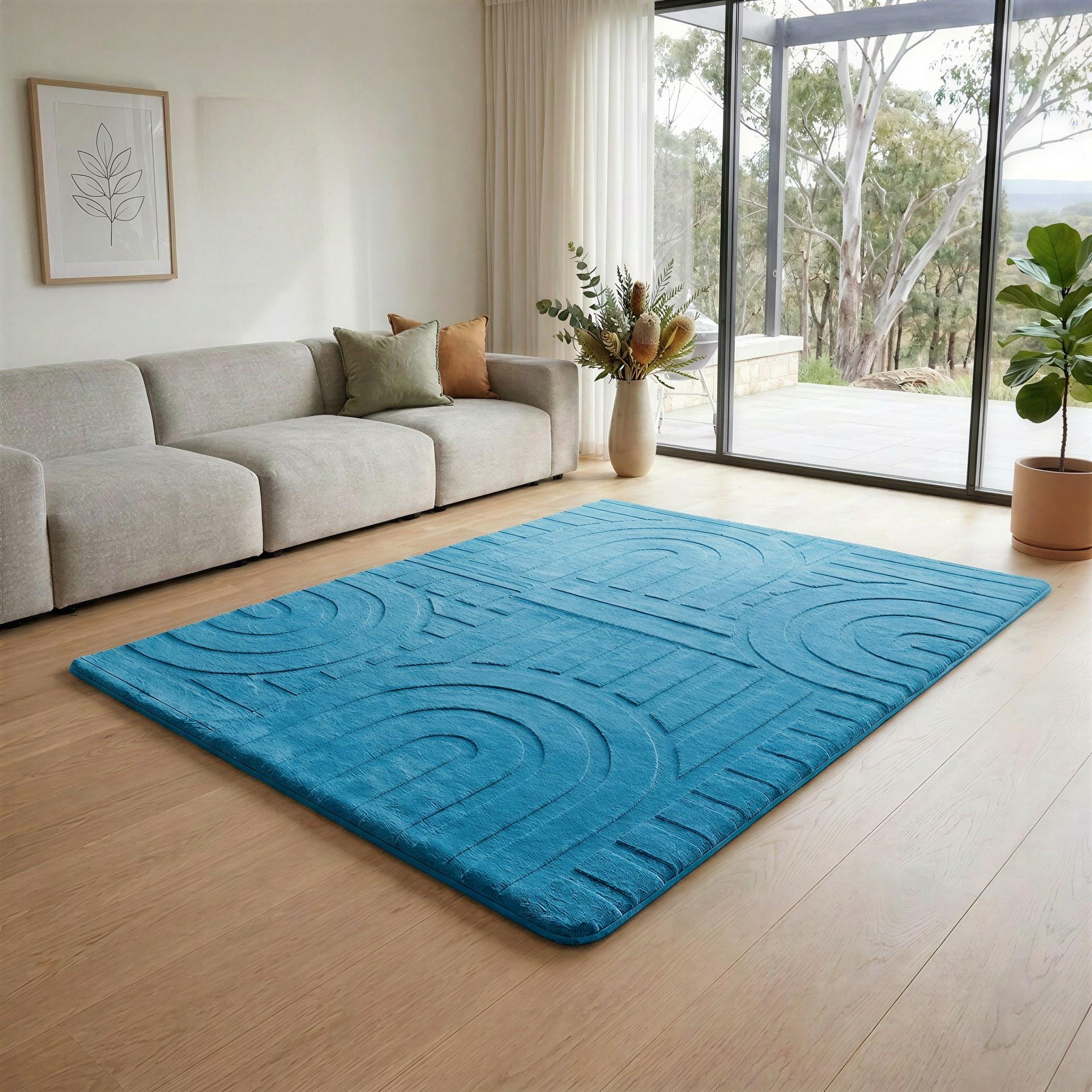 LuxKing_3D_Faux_Fur_Cloud_Mat_Bondi_Blue_Colour