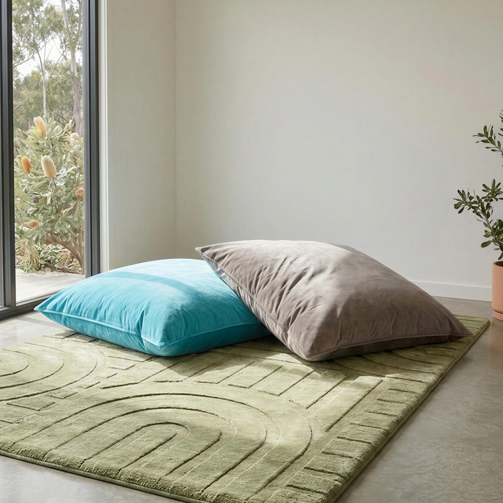 uxKing_Mega_Cloud_Cushion_Grey and Cyan_Together_in_Lounge