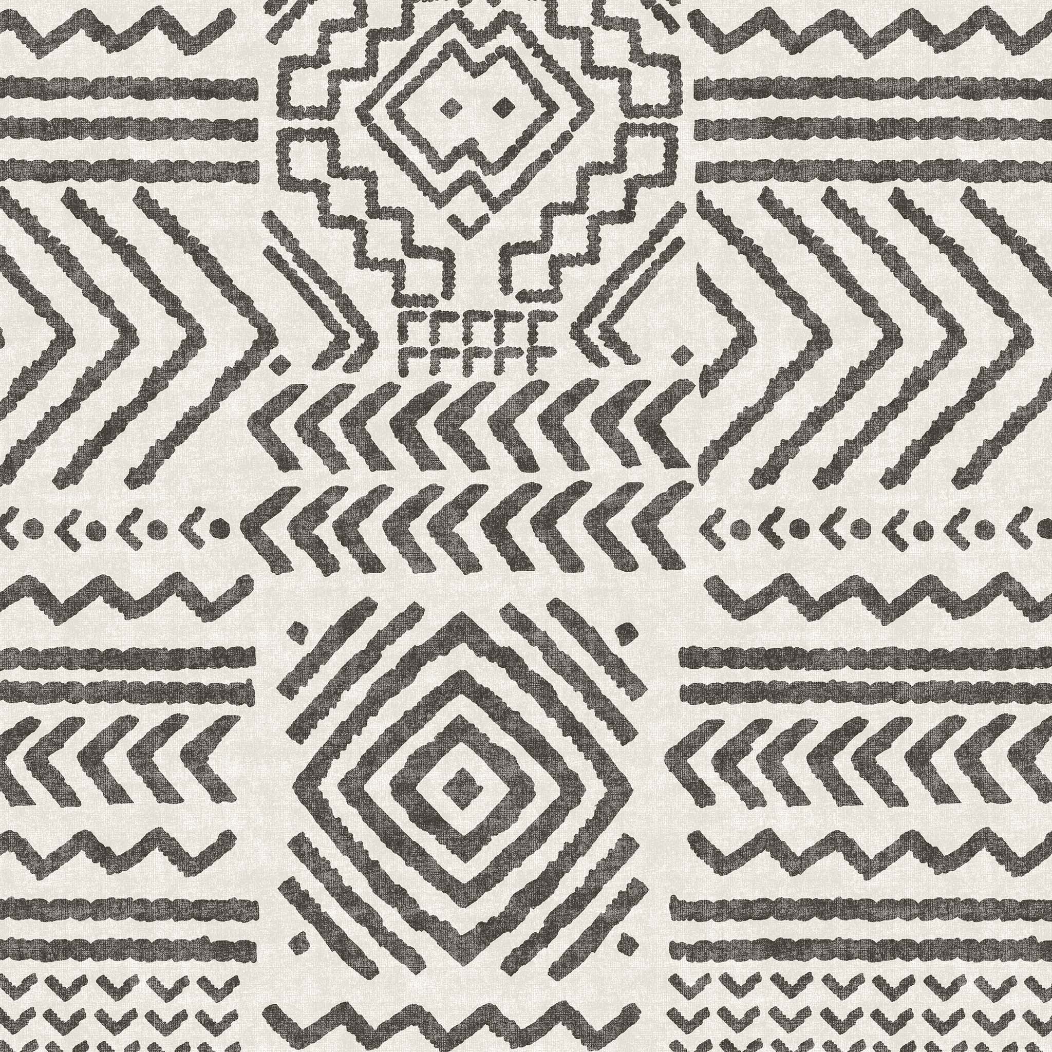 Patterned fabric with geometric design in black and white