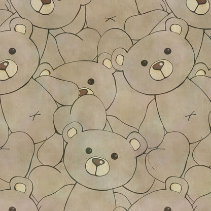 Pattern of cartoon teddy bears with a vintage texture.
