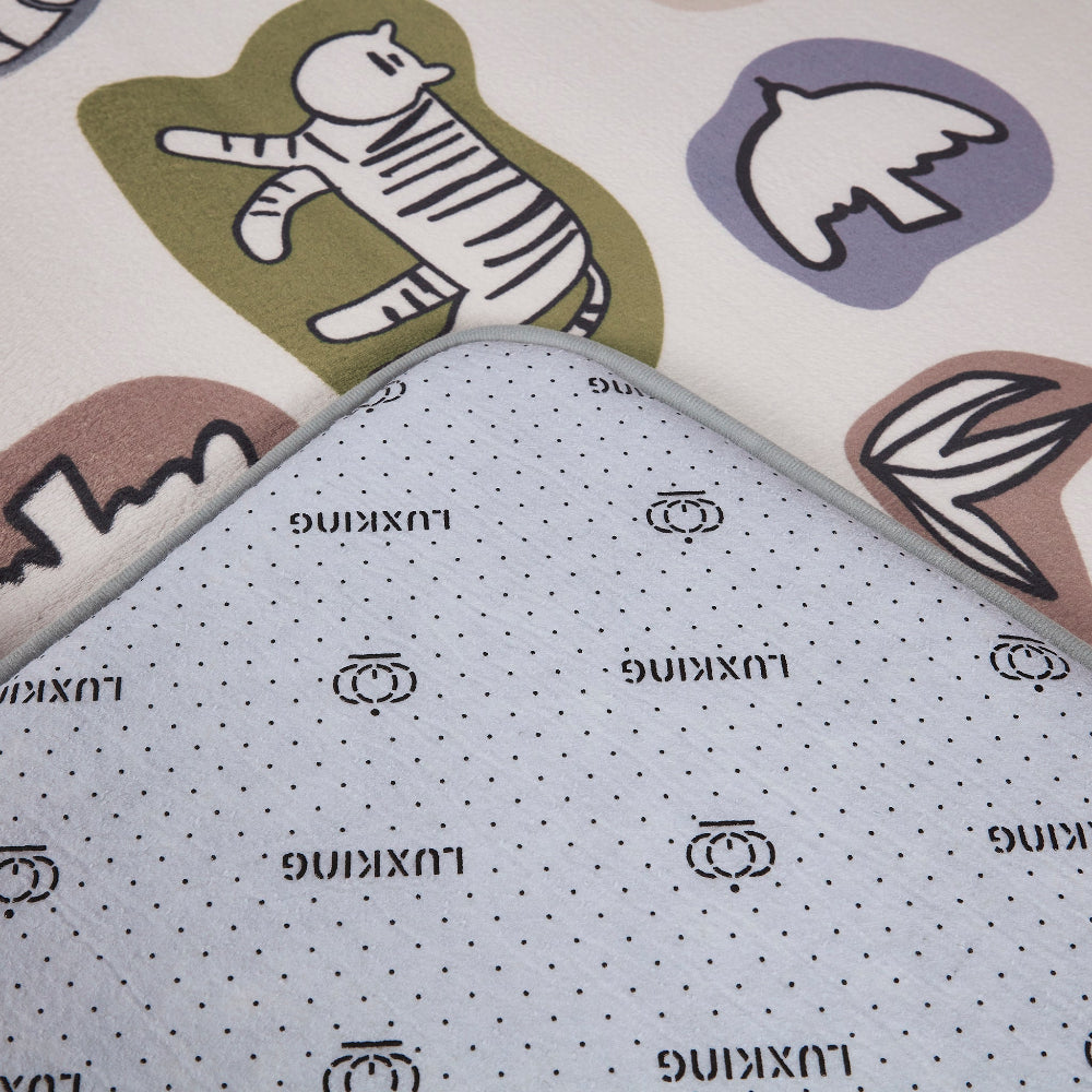 LuxKing® Cloud Mat Designer Print | Mixed Cartoon Animals (Soft Touch Sensory Tatami Rug)