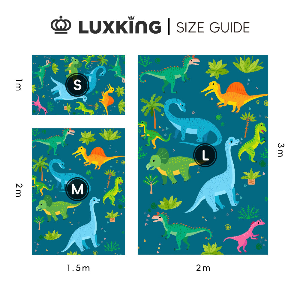 LuxKing Cloud Mat Size Guide for Dino Forest Print